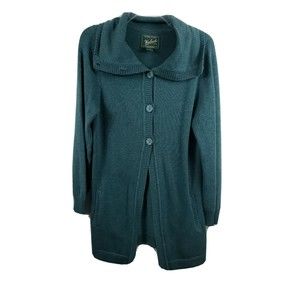 Woolrich Green Cardigan Sweater Womens Med 3 Button Closure tunic Longsleeve